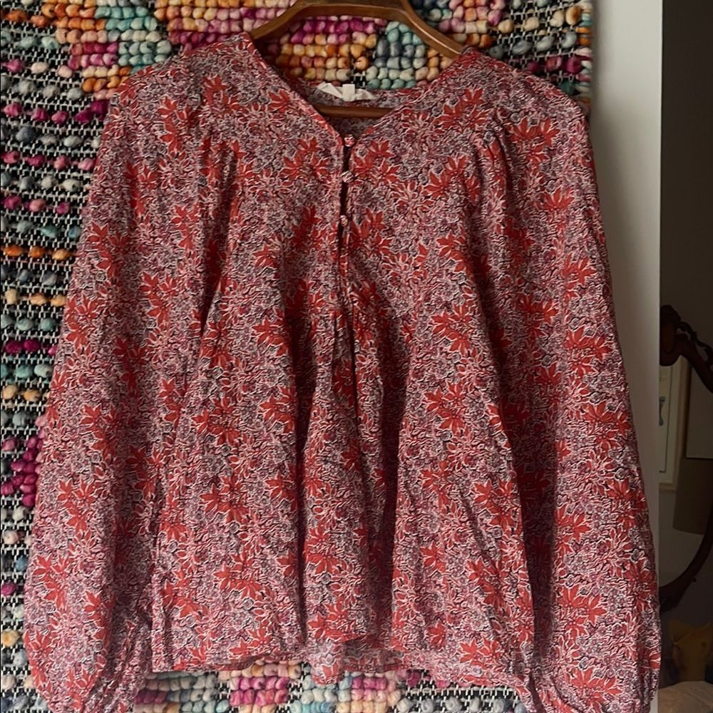 Solitaire Red and Gray Relaxed Blouse
